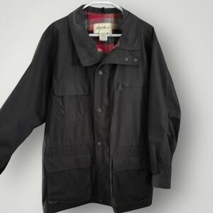 Vintage Eddie Bauer Men’s Black Chore Barn Coat Red Wool Plaid Liner Size M